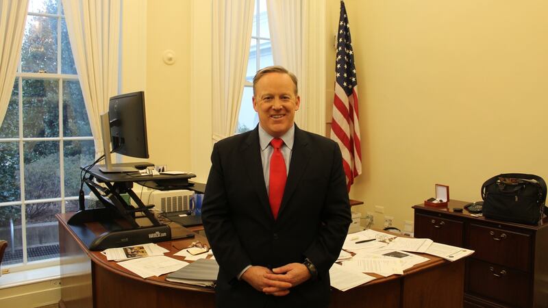Donald Trump press secretary Sean Spicer in his office in the West Wing of the White House. “Ireland did very, very well because it was very, very competitive. I think the United States lost out in a lot of cases because it wasn’t competitive but competition is good,” he said. Photograph: Simon Carswell