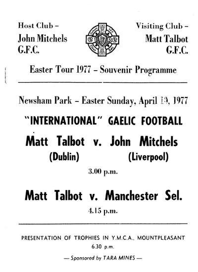 Evidence of ground-breaking by the intrepid Matt Talbot club