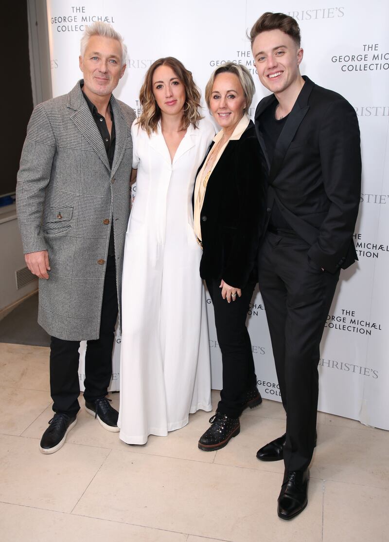 Martin Kemp at Christie’s in 2019, for the launch of a George Michael art sale, with his daughter, Harley, wife, Shirlie, and son, Roman. Photograph: Mike Marsland/WireImage/Getty
