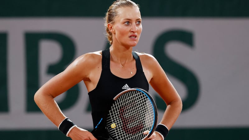 Kristina Mladenovic of France lost her first-round match against Laura Siegemund of Germany. Photograph: Getty