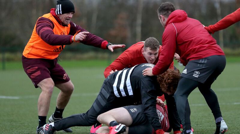 Graham Rowntree during Munster’s training session at UL on Wednesday. Photograph: Bryan Keane/Inpho
