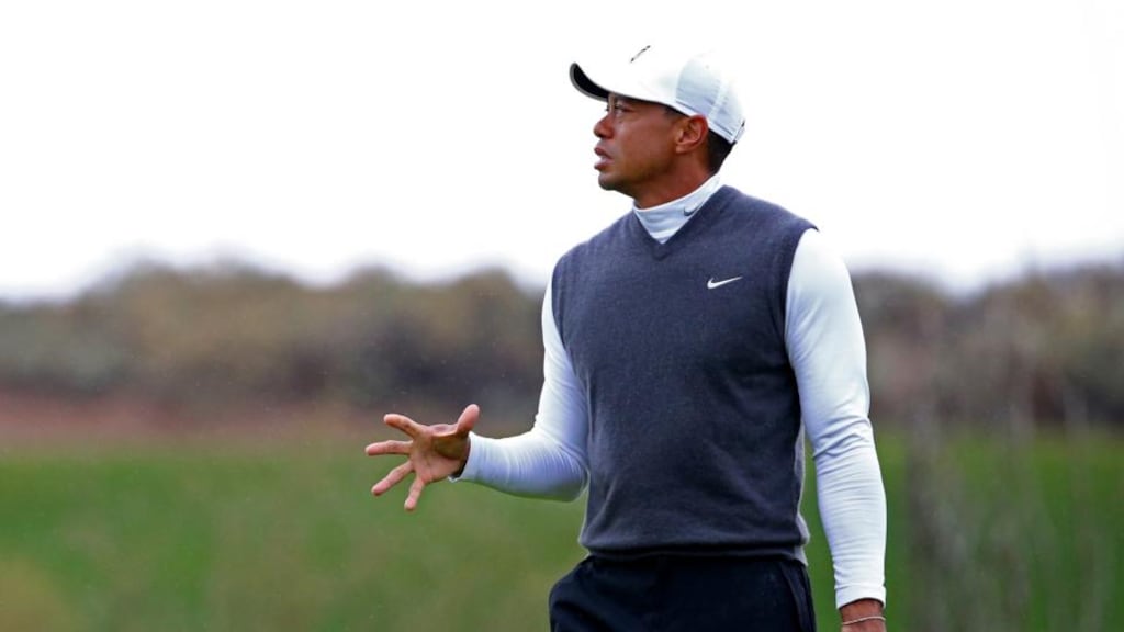 Tiger Woods reacts after missing a putt on the 12th green during the second round of the Waste Management Phoenix Open at TPC Scottsdale in Arizona. Photograph: Maddie Meyer/Getty Images
