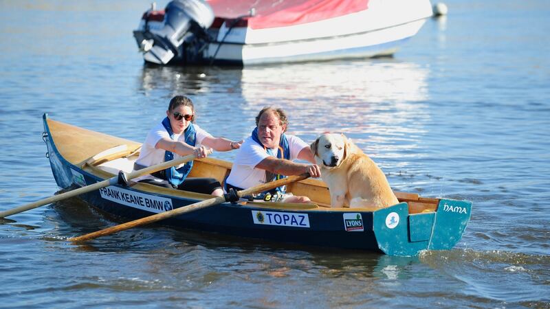 Ger Crowley and Gillian Mangan with cox Joey. The team rowed 1,000 nautical miles in four months to raise money for cystic fibrosis. Photograph: Aidan Crawley
