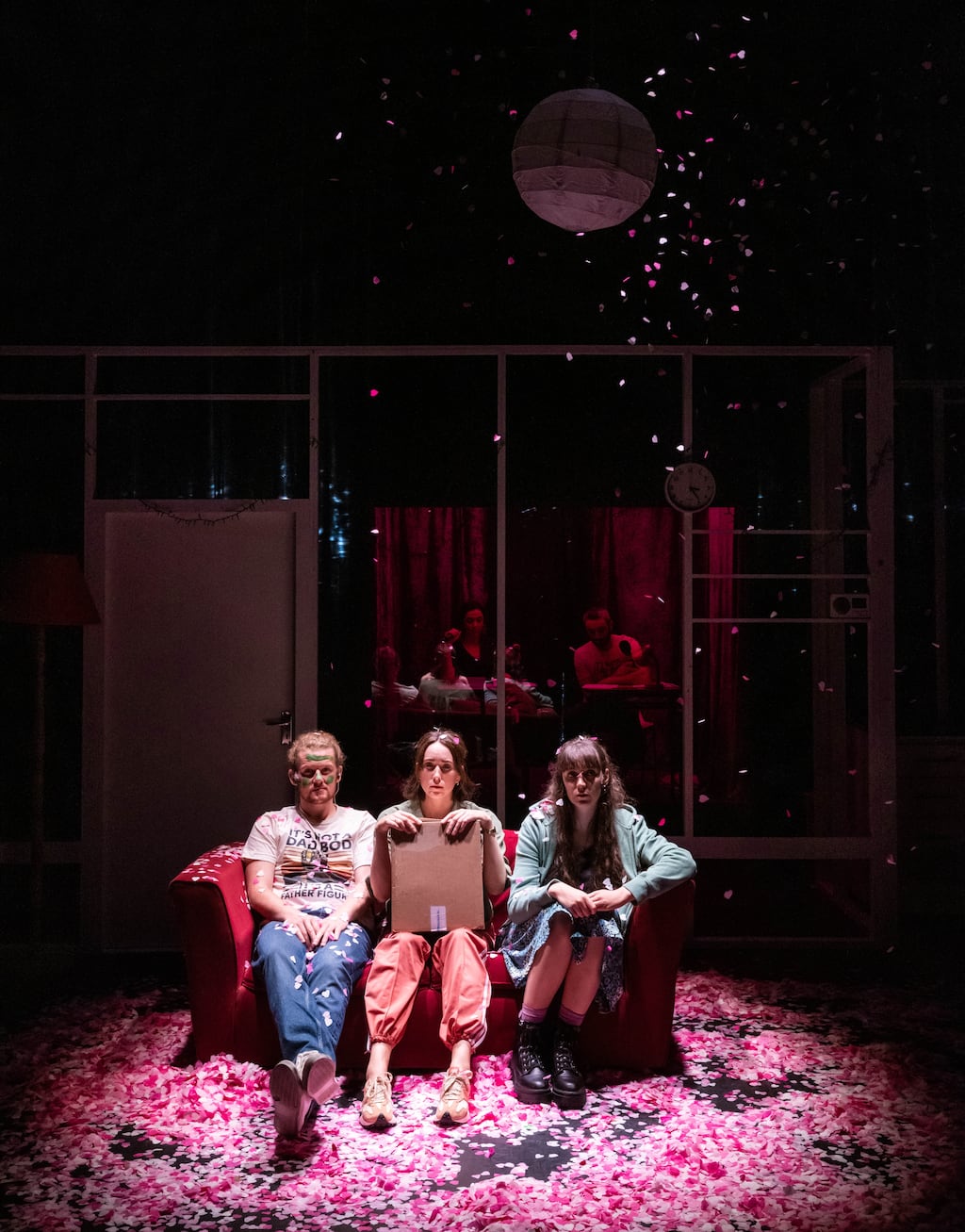 Good Sex: Liv O'Donoghue (centre) with Cathal Ryan and Maeve Bradley, two of the actors participating in the production. Photograph: Ste Murray