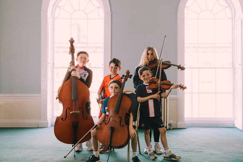 Back row, Maitiú, Oscar, Clara; and, front row, Dáire and Rossa, in Face the Music
