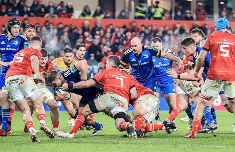 Scott Penny scores Leinster's first try against Munster. Photograph: Dan Sheridan/Inpho