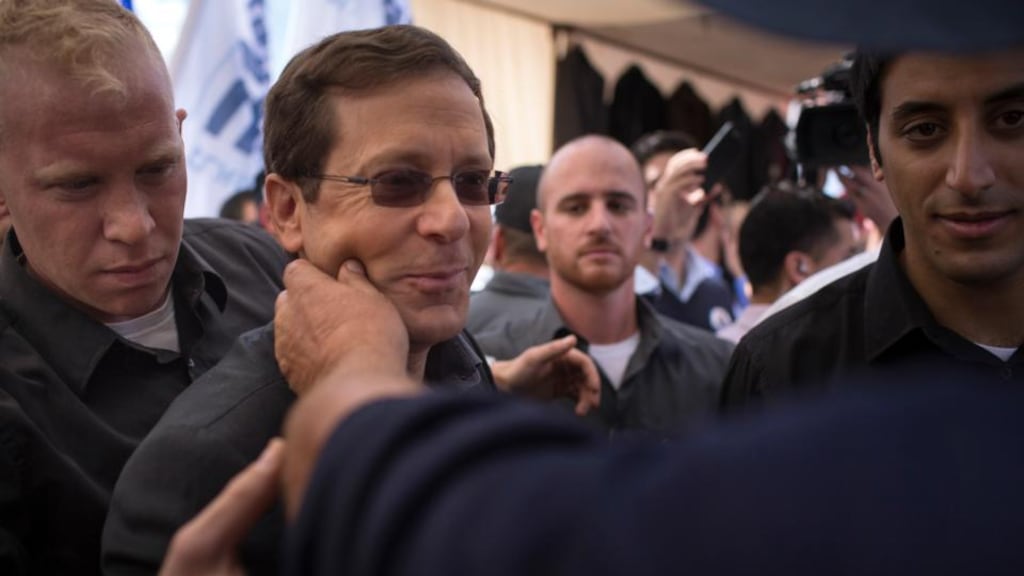 Isaac Herzog at a campaign rally in a market in the mixed Jewish-Arab city of Lod on March 3rd. The Labor Party leader, who is seeking to becom prime minister of Israel after next week’s general election, has strong Irish connections. Photograph: Uriel Sinai/The New York Times