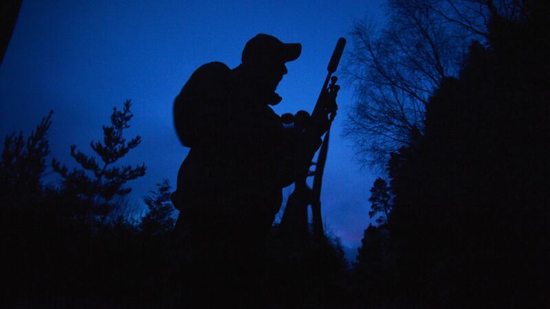 Deer hunter John Lalor stalking for deer near Cahir, Co Tipperary, with his .308 calibre rifle. Photograph: Alan Betson
