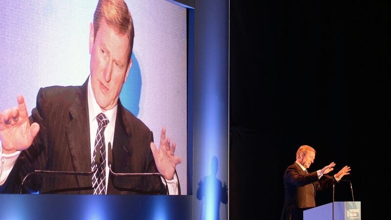 Taoiseach Enda Kenny at the launch of International Markets Week in Dublin: His Fine Gael party has increased its support by two points in the latest ‘Irish Times’/Ipsos MRBI poll. Photograph: Eric Luke/The Irish Times
