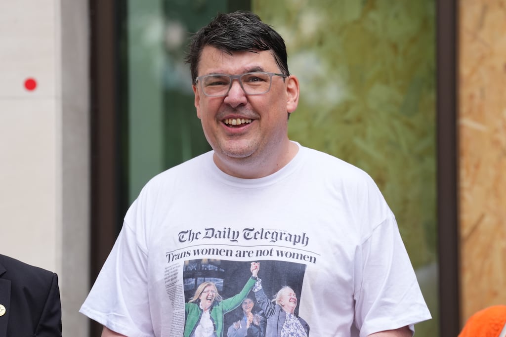 Graham Linehan outside Westminster Magistrates' Court, London, on Monday, where he pleaded not guilty to harassing a transgender woman and damaging her phone. Photograph: Lucy North/PA Wire
