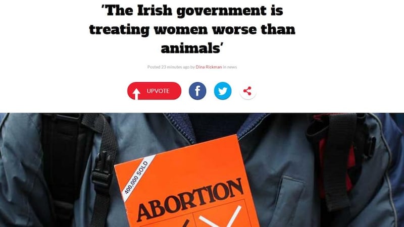 Screengrab from i100 (London Independent) article on Irish abortion controversy