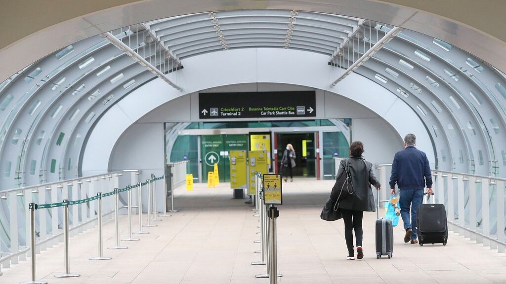 Airport quarantine  figures show 886 bookings in the system in April, with 134 rooms reserved in May, and nine in June. Photograph: Brian Lawless/PA
