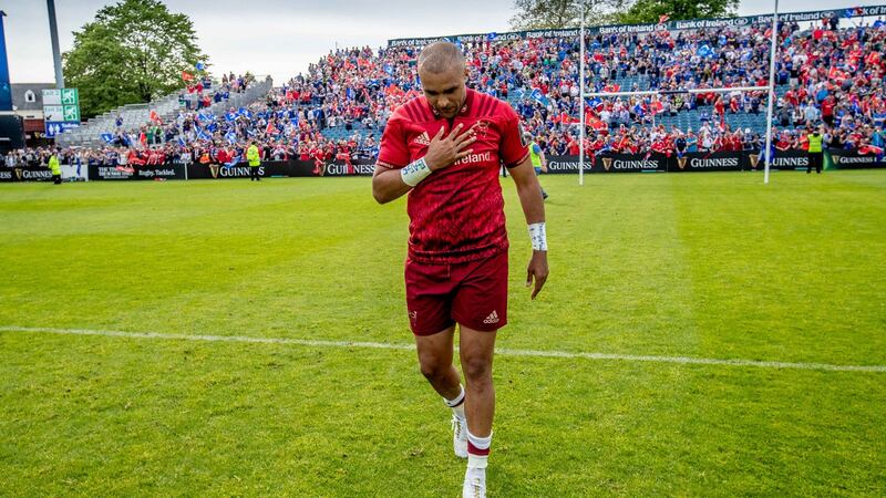 Simon Zebo walks off the pitch after the final game of his first stint at Munster in the Guinness Pro 14 semi-final against Leinster at the RDS in May 2018. Photograph: Morgan Treacy/Inpho