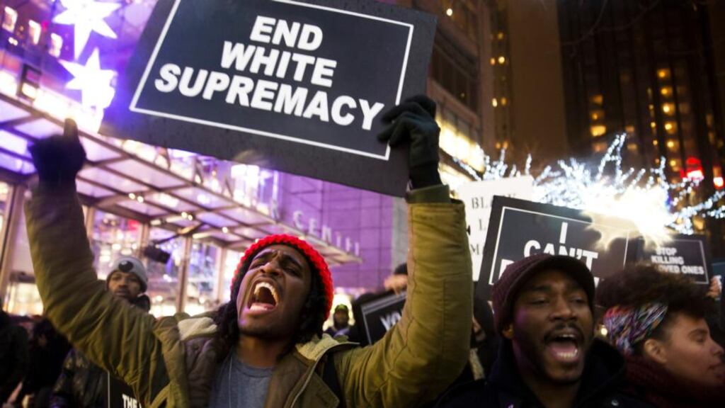 Black Lives Matter demonstration in New York, which took place in the wake of Michael Brown’s shooting at the hands of a Missouri police officer. Photograph: Todd Heisler/The New York Times