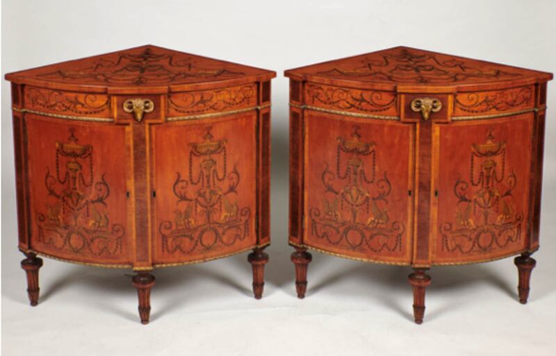 Ppair of George III corner cabinets after designs by Thomas Chippendale jnr, donated to Castletown House, Celbridge, Co Kildare