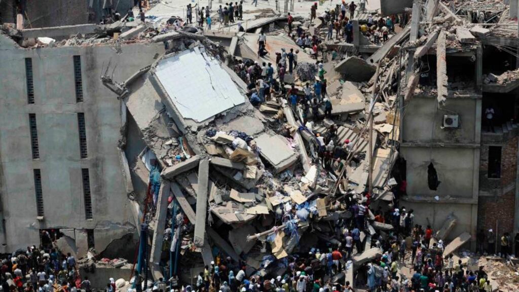Workers were trapped under rubble at the Rana Plaza building after it collapsed. Photograph: Andrew Biraj/Reuters