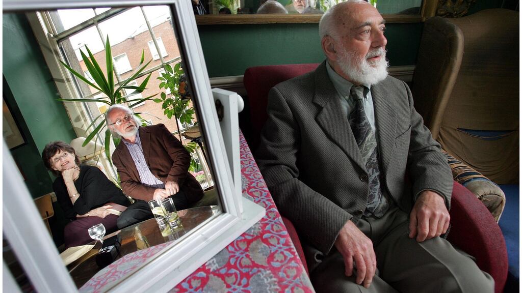 Bardic tradition: Thomas Kinsella’s creative incorporation of Irish mythology and the early bardic poets is part of his poet’s ongoing project of repossessing an aesthetic Gaelic culture. Above, Kinsella with Eavan Boland and John F Deane during a tribute night to Kinsella at the Gate Theatre in Dublin Writers’ Week. Photograph: Brenda Fitzsimons