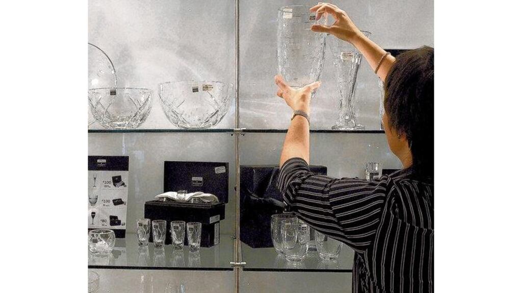 Waterford Crystal on display in a Dublin store last year.