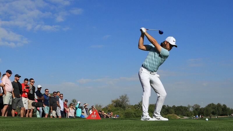 Tommy Fleetwood has the clubhouse lead in Abu Dhabi. Photograph: Andrew Redington/Getty