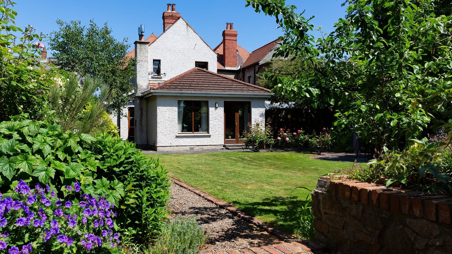 The rear of the house.