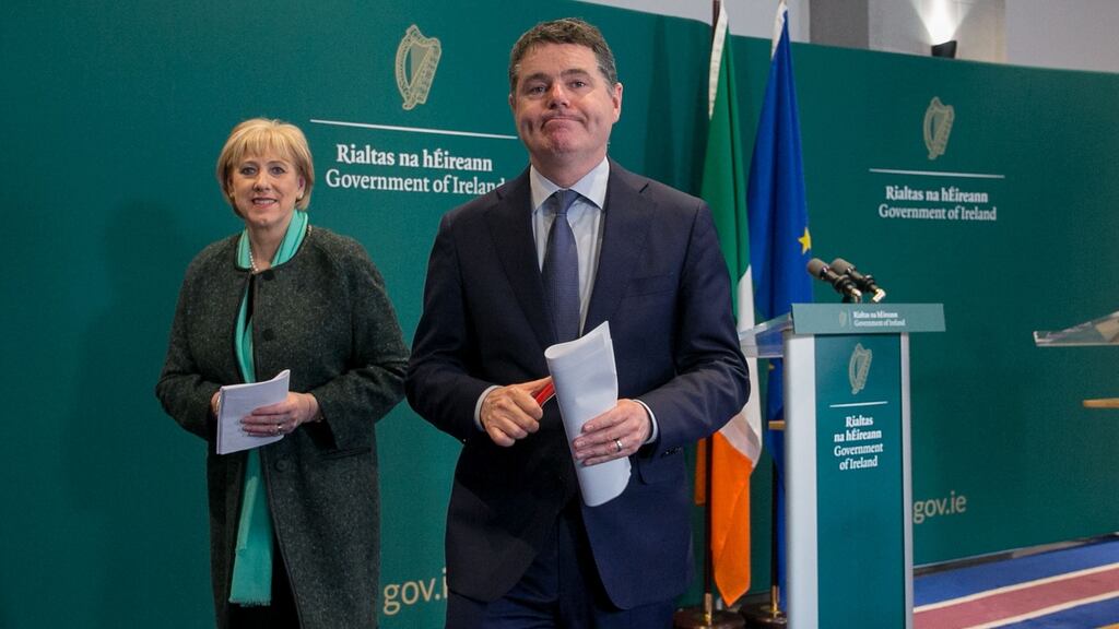 Minister for Business, Enterprise and Innovation Heather Humphreys and Minister for Finance Paschal Donohoe. Photograph: Gareth Chaney/Collins