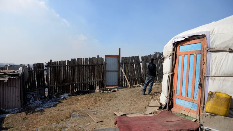 Byamba Enkhbat at his family’s ger on the outskirts of Ulaanbaatar. Photograph: Didem Tali