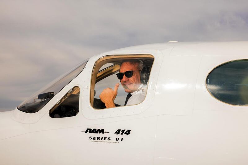 Tony Blake, a partner and pilot with Love Cloud Vegas, in the cockpit. Photograph: Roger Kisby/The New York Times