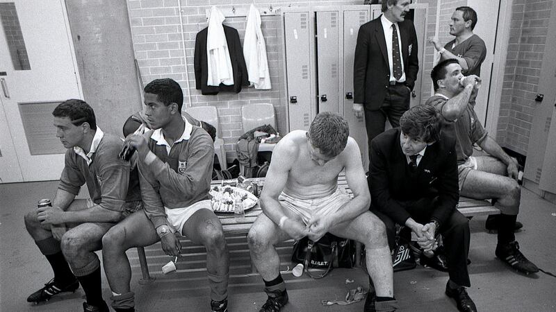 The Lions dressingroom after victory over Australia in the third Test in Sydney in 1989. Photograph: Billy Stickland/Inpho