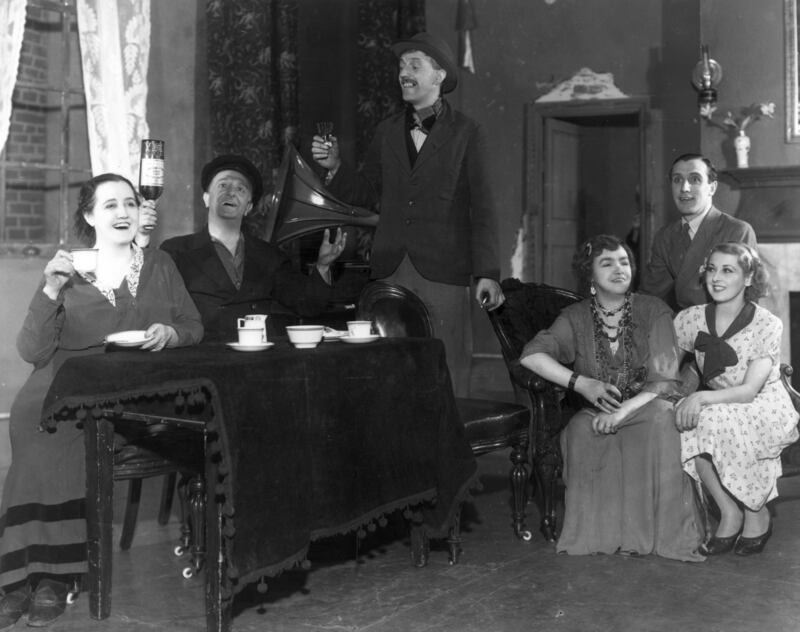 Sean O’Casey’s play, Juno and the Paycock,   at Golders Green Hippodrome, London,  July 29th, 1937. Actors Sara Allgood and Arthur Sinclair are on the left and Maire O’Neill third from right. Photograph: Sasha/Getty Images