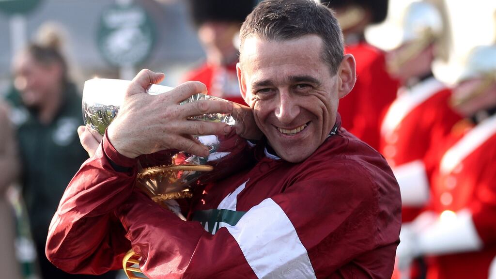 Davy Russell after winning the Randox Health Grand National Handicap Chase with Tiger Roll during Grand National Day of the 2018 Randox Health Grand National Festival at Aintree Racecourse, Liverpool. Photo: David Davies/PA Wire