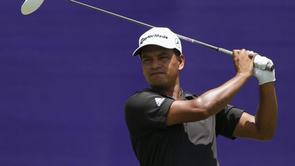 Fabian Gomez of Argentina tees off on the first hole during the final round of the FedEx St Jude Classic. Photograph: Todd Warshaw/Getty Images