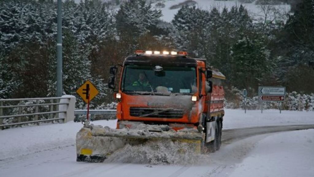 A snow plough on the N11 at The Glen of the Downs on Friday morning. Photograph: Nick Bradshaw.
