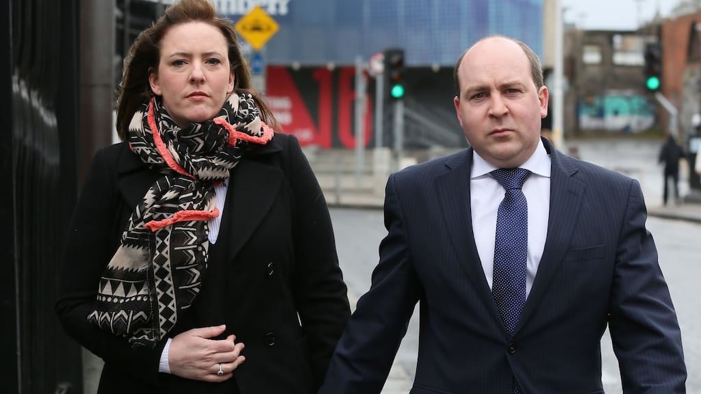 Anne Louise and Greville Miley, of Upper Kilmacud Road, Dundrum, Dublin, at the High Court where an action on behalf of their son Jude has been settled. Photograph: Collins.