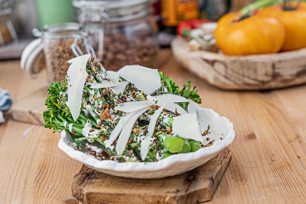 Broccoli with Caesar dressing. Photograph: Harry Weir