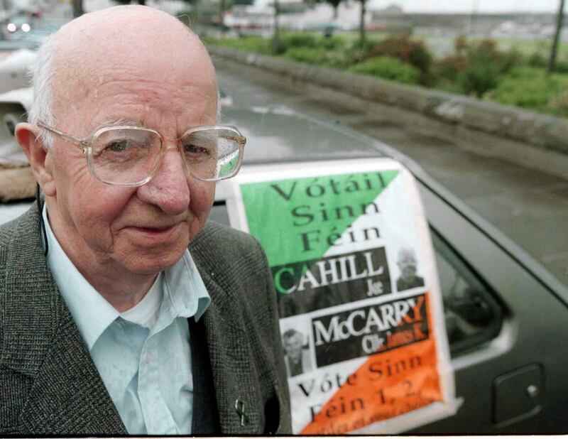File photo from June 1998 of veteran Republican Joe Cahill. Cahill was an honorary life vice-president of Sinn Féin. This picture was taken shortly after William Hampton made his will while living in Ireland. Photograph: PA
