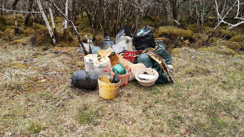 Some of the unsightly rubbish collected from the shores of Lough Mask.
