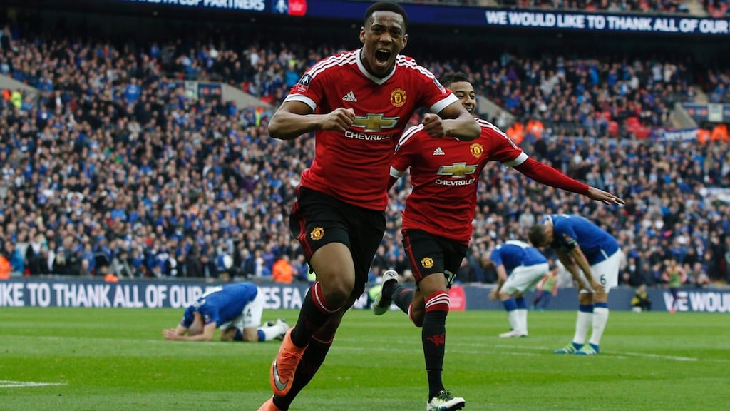 He started the season derided as an expensive panic buy, but Anthony Martial goes into Saturday’s FA Cup final against Crystal Palace as the potential saviour of Manchester United’s season. Photo: Adrian Dennis/Getty Images