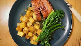 Roast bacon with pineapple and turnip. Sounds odd, tastes great