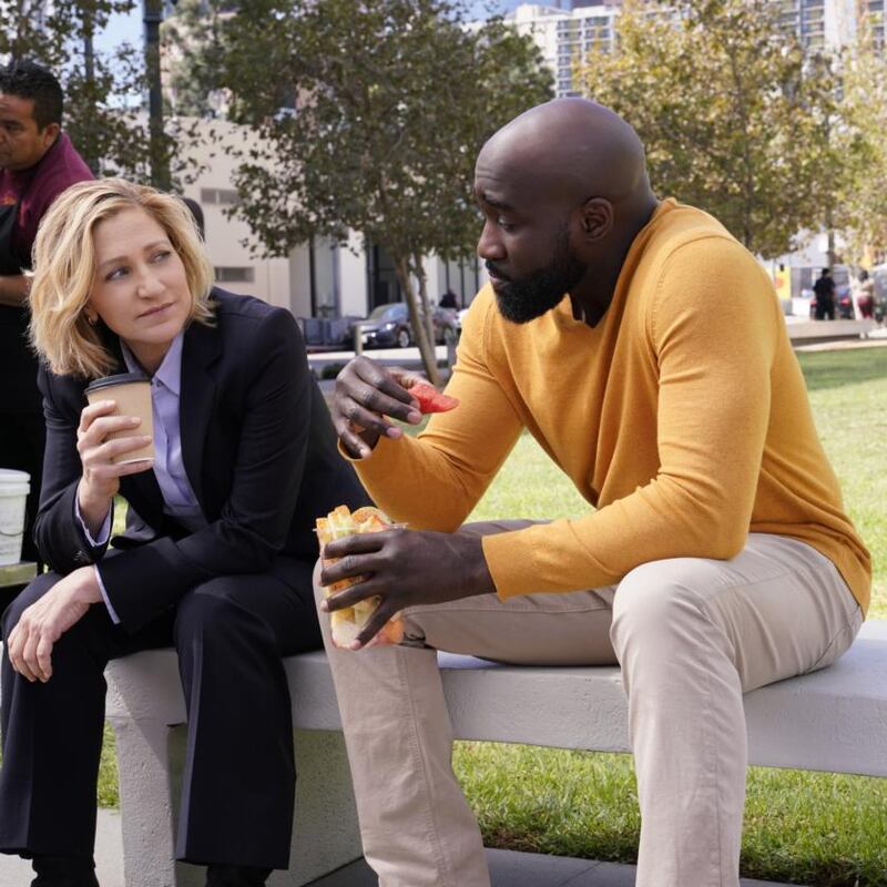 Edie Falco and David St Louis in Tommy. Photograph: Cliff Lipson/CBS via Getty Images