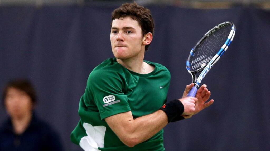 Sam Barry was beaten in four sets by Tucker Vorster as South Africa took a 2-0 lead in their Davis Cup Group- Three tie. Photograph: Inpho