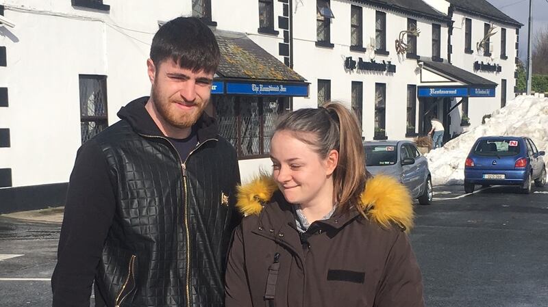 Tanya and Thomas Brady:  walked to the village from the Mullinaveigne area over the weekend, but didn’t venture out in the car until Monday. Photograph: Tim O’Brien