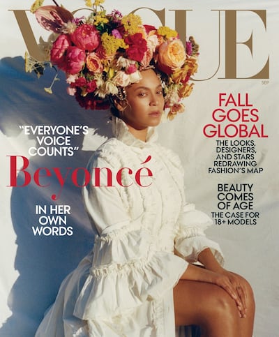 Beyonce: the cover of American Vogue’s September issue last year. Photograph: Tyler Mitchell/Vogue