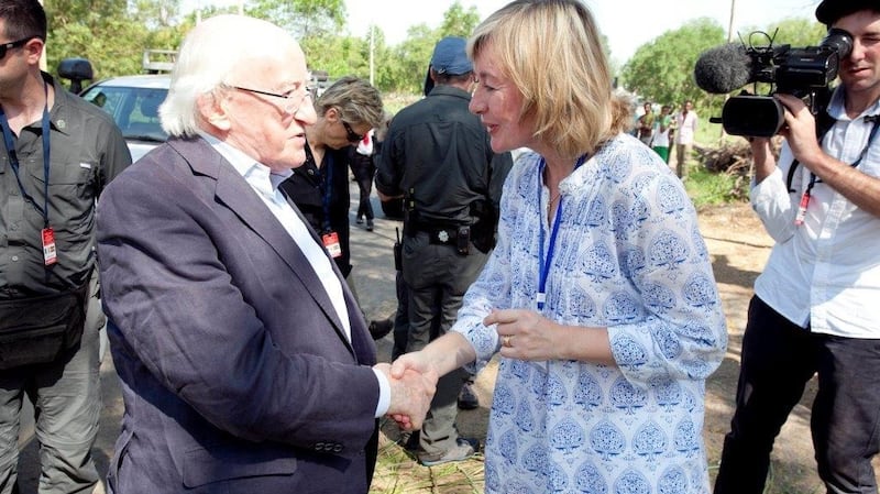 Catherine Corcoran meets President Michael D Higgins during his visit to Ethiopia last year.