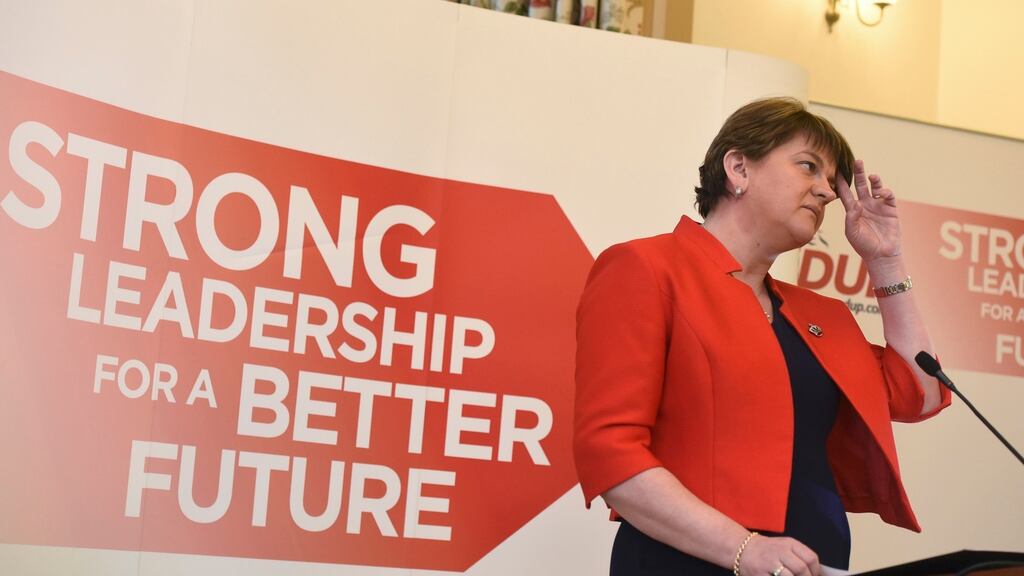 Arlene Foster at the launch of the DUP Campaign for the 2017 Assembly Election in Lurgan, Northern Ireland. Photograph: Clodagh Kilcoyne/Reuters