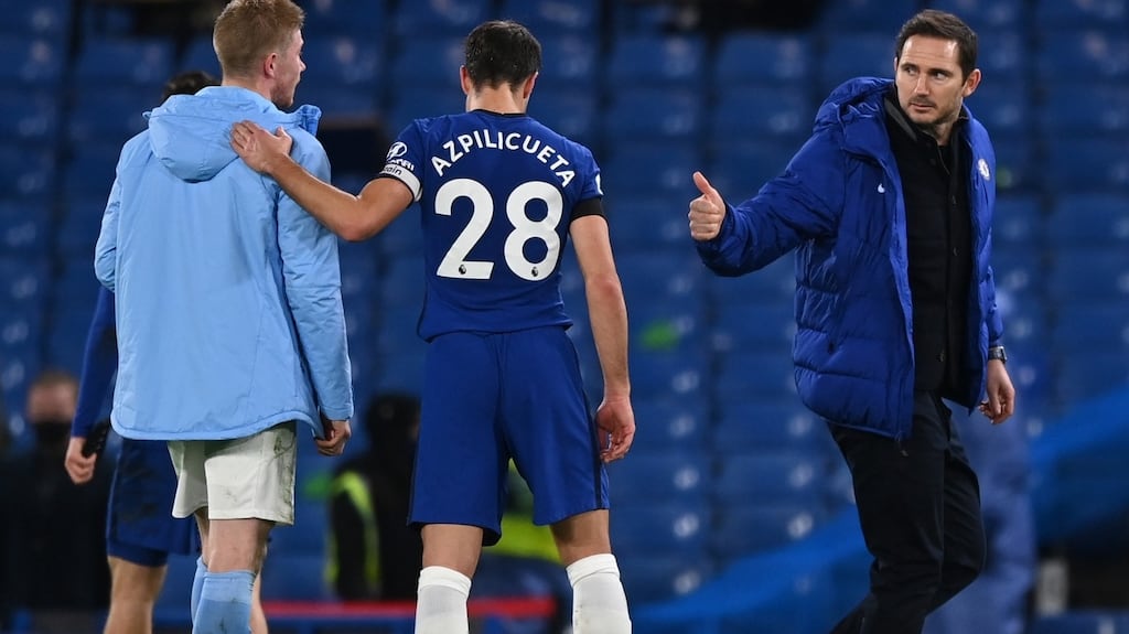 Chelsea’s manager Frank Lampard leaves the pitch after his side lost 3-1 to Manchester City. Photo: Shaun Botterill/EPA