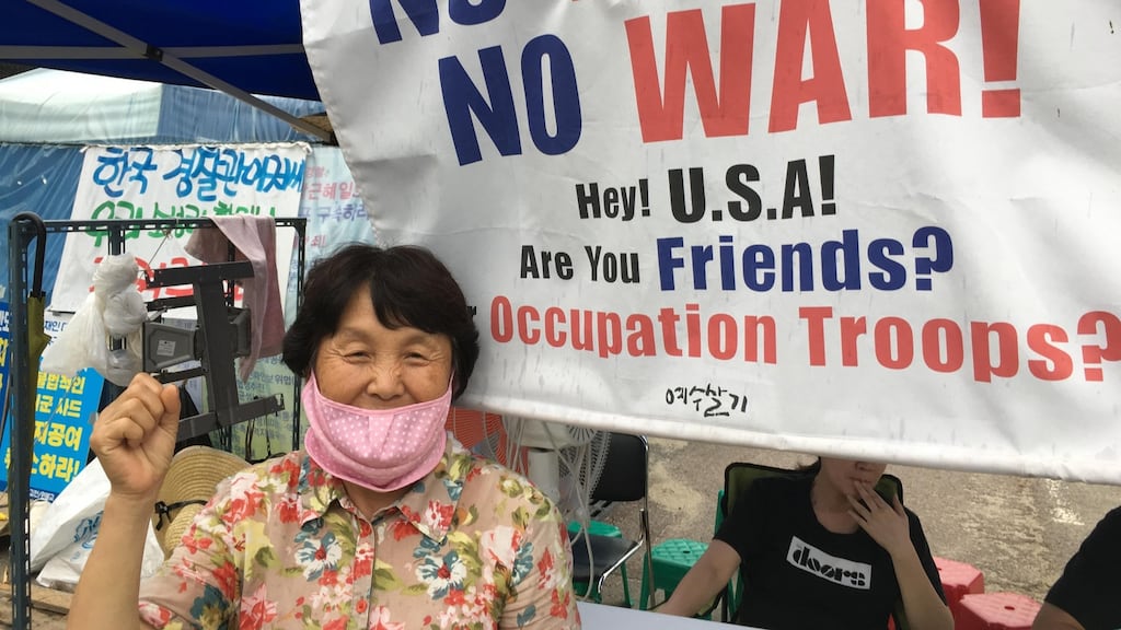 Lynn Soon-bun speaks for the women of Soesong-gil village in saying the Americans should leave and take their anti-missile batteries, deployed nearby, with them. Photograph: Peter Murtagh