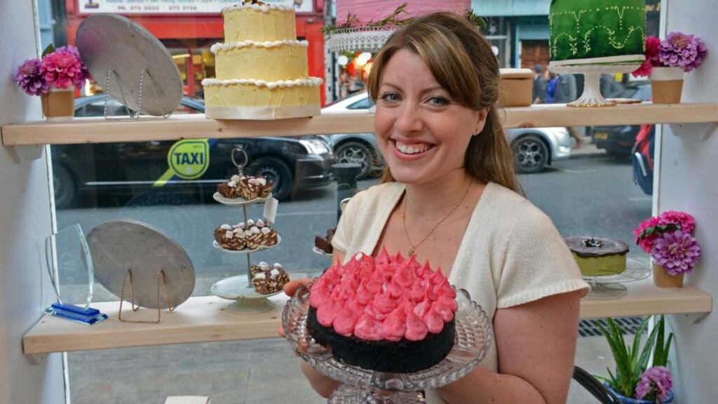 Caryna Camerino, with cakes from Camerino Bakery, Capel street. Dublin. Photograph: Eric Luke
