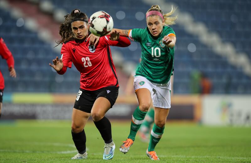 Ireland's Denise O'Sullivan in action against Nino Gujabidze of Georgia. Photograph: Ryan Byrne/Inpho