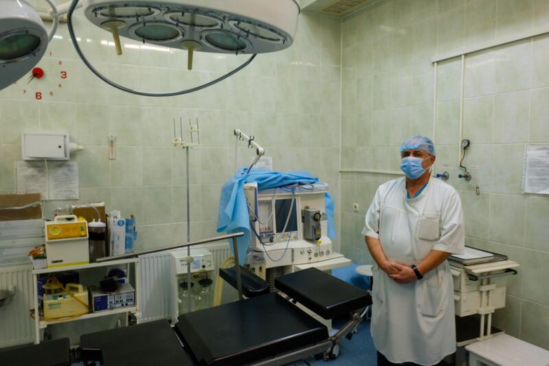 An operating theatre in Pstomytivska Hospital, Lviv Oblast. Photograph: Rory Fleming