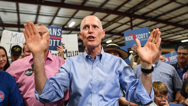 Florida Senate candidate Rick Scott is taking on three-term incumbent Democrat Bill Nelson. Photograph:   Jeff J Mitchell/Getty Images